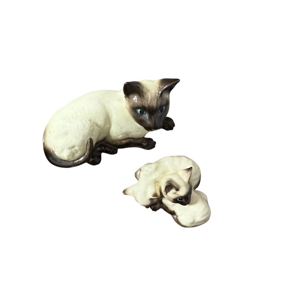 Beswick England Ceramic‎ Siamese Cat 1559 Figurine 7.25 inches & 3" lot of 2
